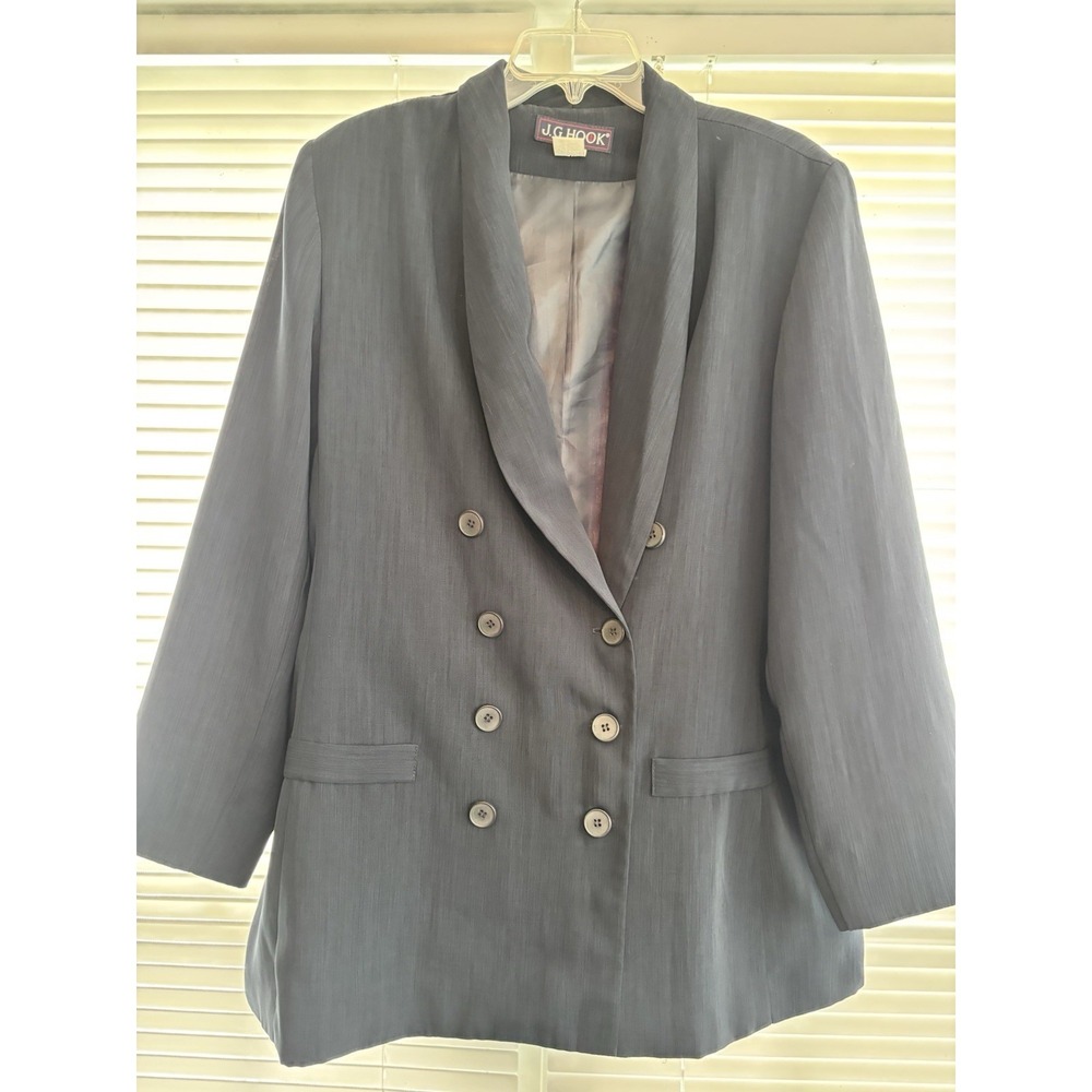 JG Hook Double Breasted Blazer Navy Blue 16 Nautical Vintage Lightweight